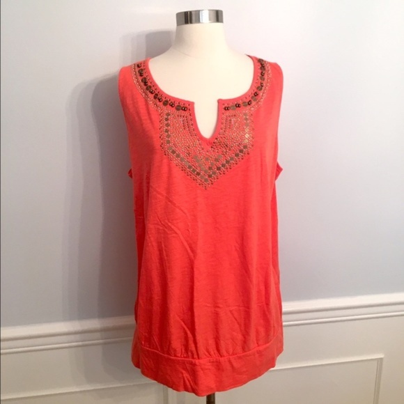 Lane Bryant | Beaded Tank |  Bright Orange | 22/24 - Picture 2 of 3